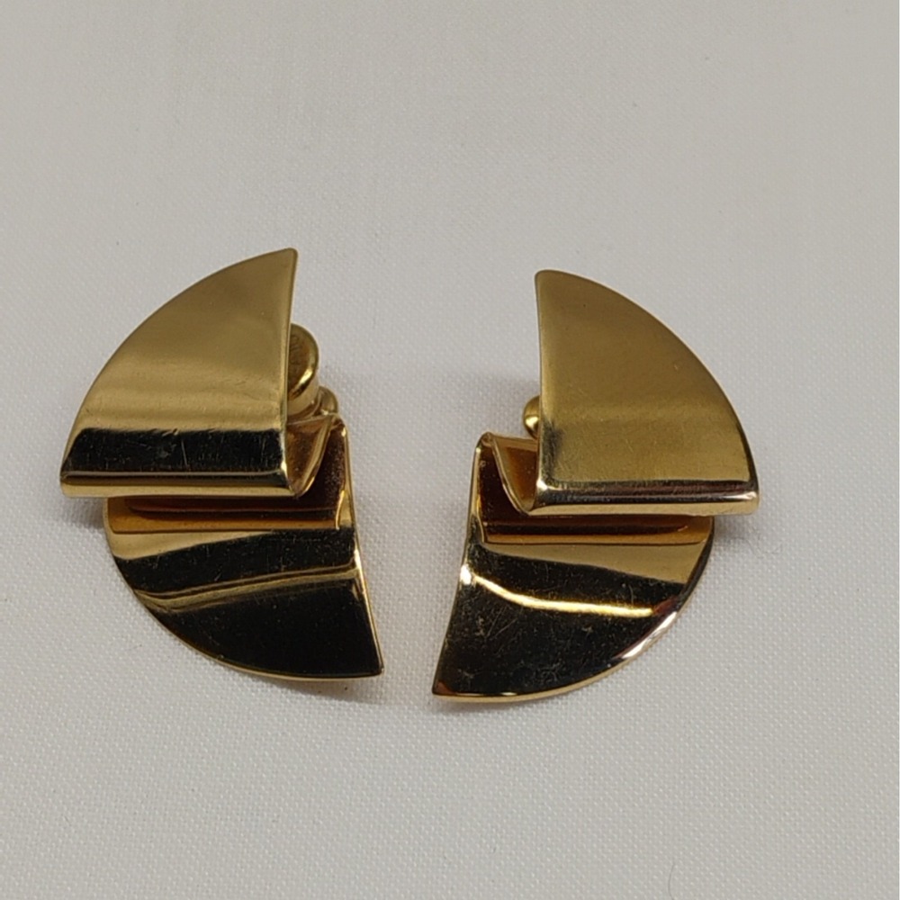 Vintage Monet Gold Tone Ribbon Pierced Earrings